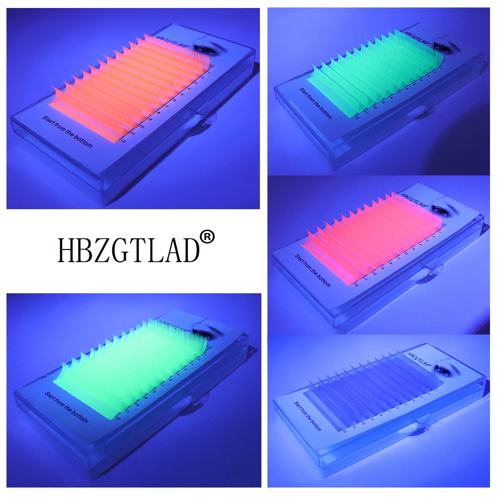 Совершенно новые люминесцентные ресницы красочные светящиеся привитые