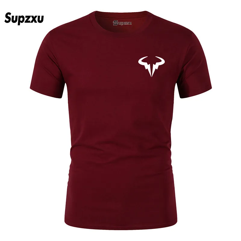 Red wine Nieuwe populaire Rafael Nadal tennis speler mannen zwarte katoenen футболка hoge kwaliteit mannen футболка Топы - Цвет: Red wine