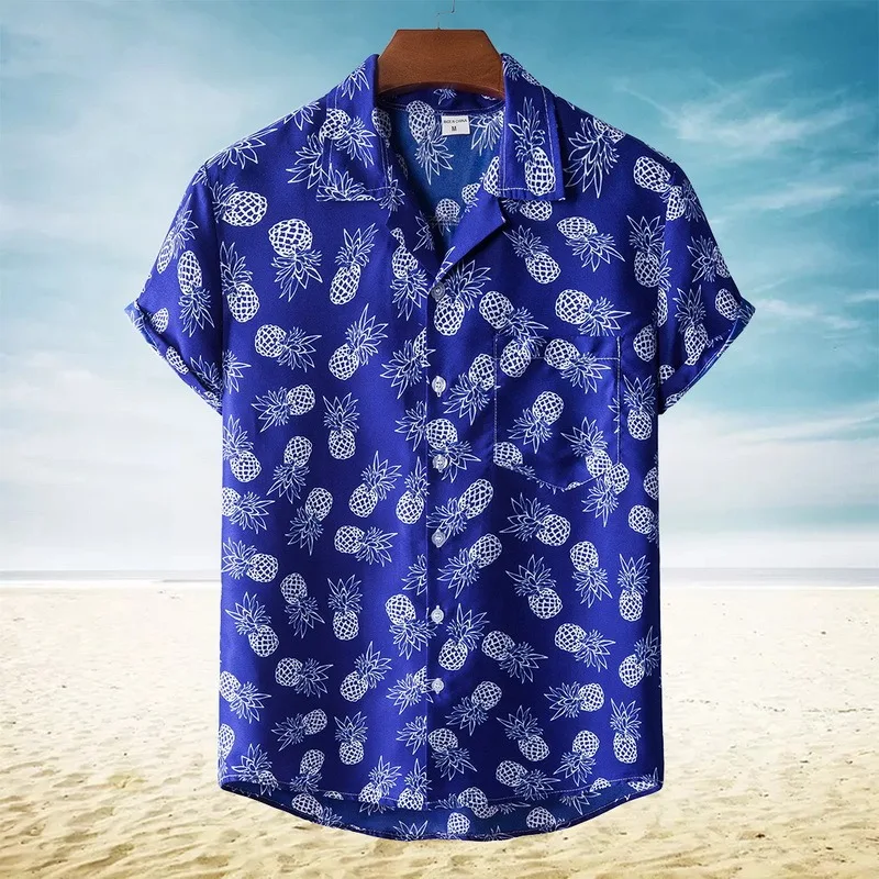

Summer Men Printed Shirt Short Sleeve Turn-down Collar Streetwear Chic Loose Mens Hawaiian Shirts 2021 Vacation Camisa