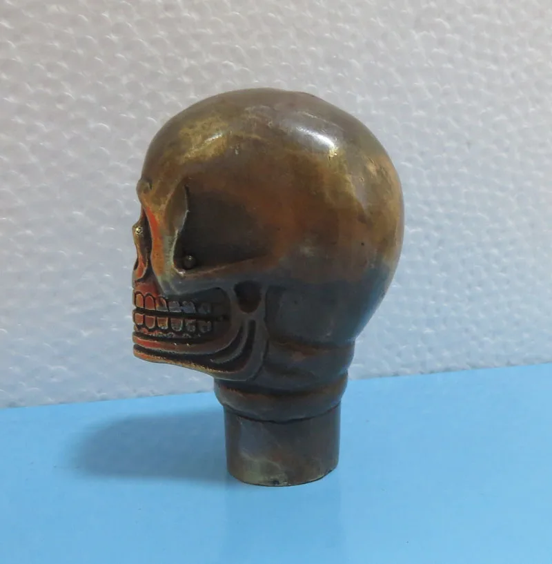

Grandpa Good Lucky Old Folk China BRASS Human skeleton skull death's-head Crutch Walking stick