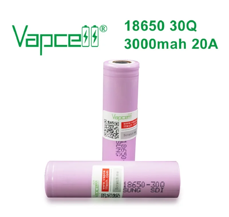 Vapcell 18650 3000mAh 20A 30Q 3,7 V литий-ионный аккумулятор высокой мощности для электроинструментов/фонарей