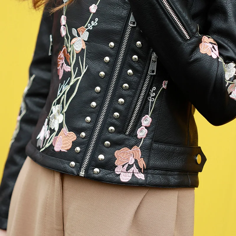 Новинка Весна 2020 женская кожаная тонкая короткая куртка из искусственной кожи с