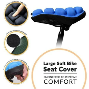 3D Soft Air Bicycle Seat Cushion Bike Saddle Cover Shock Absorption Air Inflatable Bike Seat Cover Pad Indoor Exercise Cycling