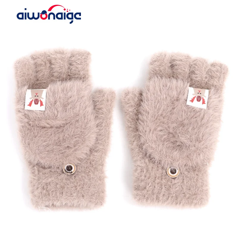 Новинка 2019 женские зимние перчатки мохеровые Перчатки С Откидывающейся Крышкой