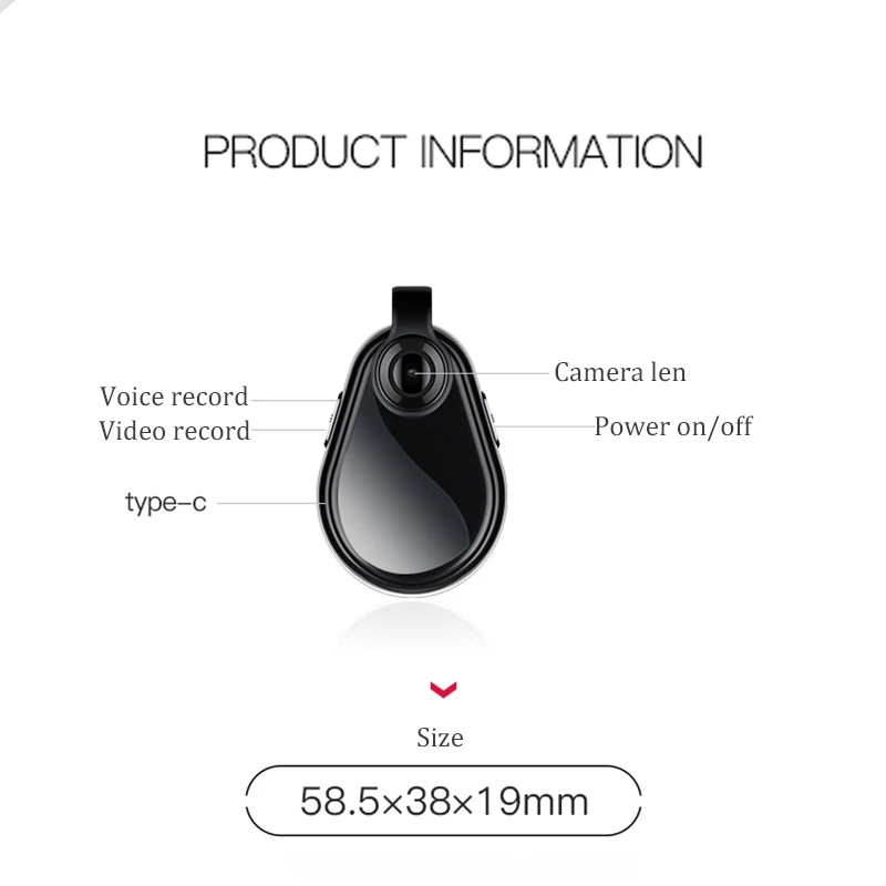 

Small 1080P Micro Cam Secret Wearable Mini Camera Espia Video Voice Recorder Body Cam Sport Clip Necklace Support Hidden TF Card