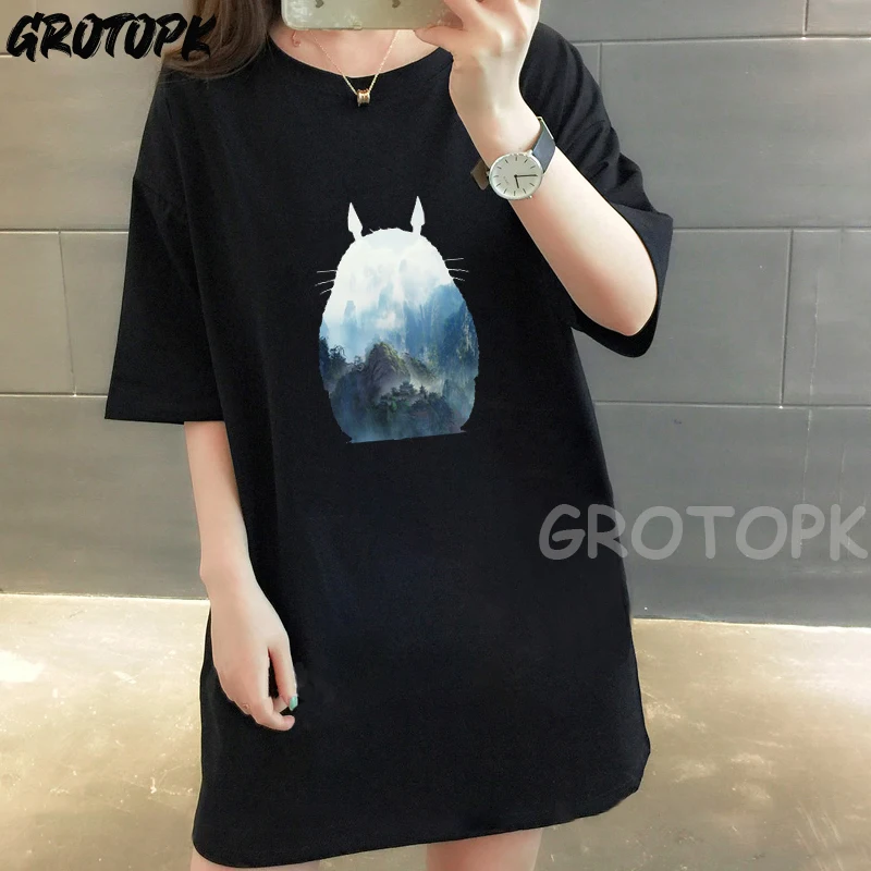 

Повседневные платья Studio Ghibli Унесенные призраками белое кружевное платье Vestido De Mujer размера плюс черного цвета с короткими рукавами и рисунк...