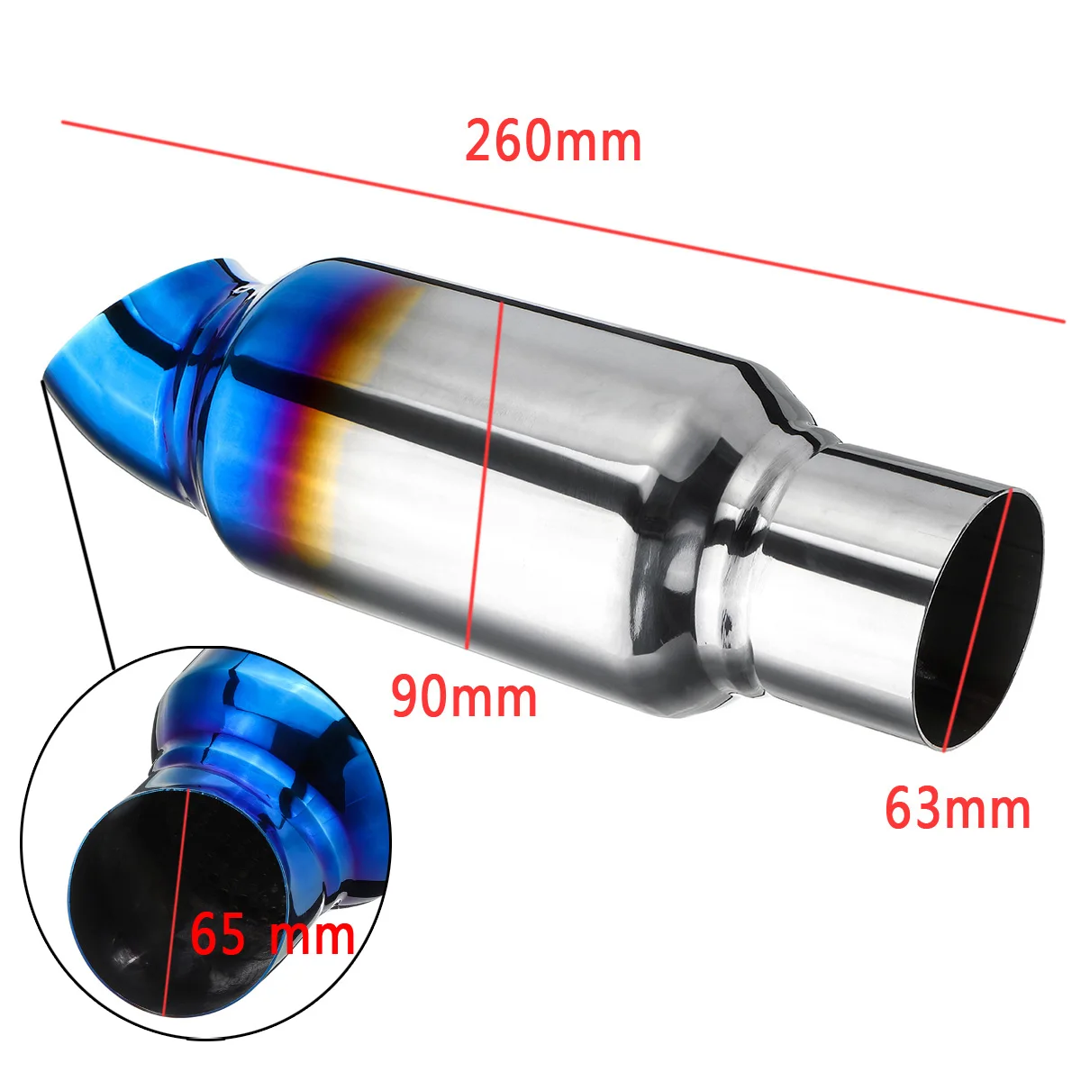 2.5&quot car exhaust pipe mufflers tail universal stainless steel Chrome Exhaust Pipe Muffler Silencer Resonator Bent ID 51 63MM |