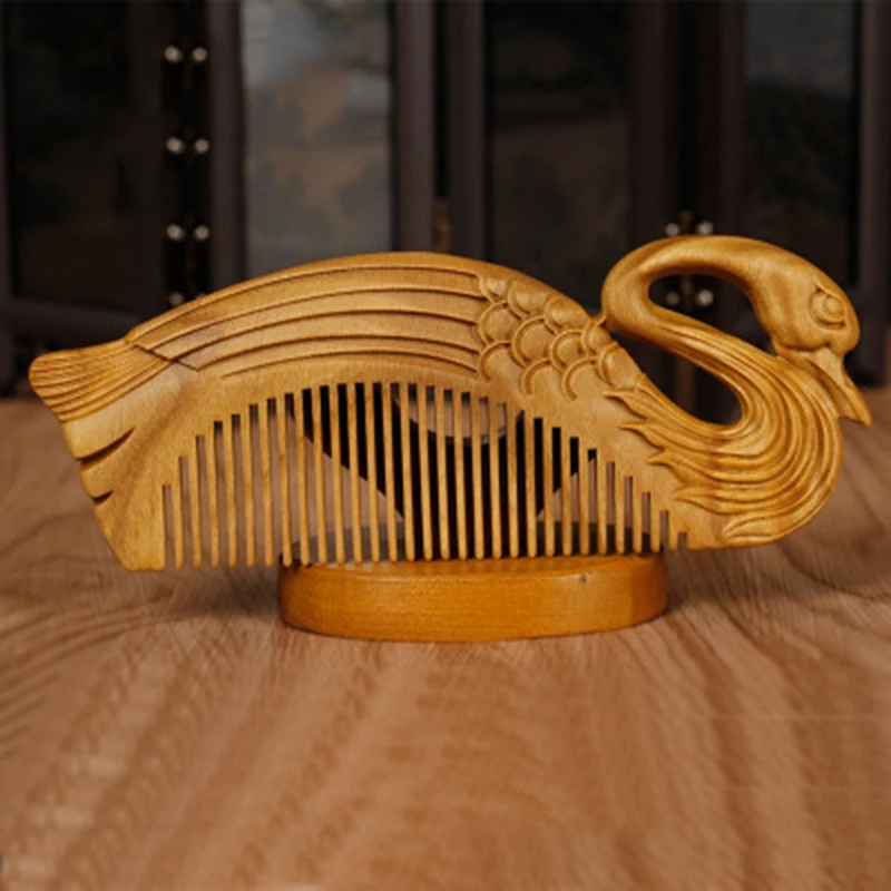 Бутик Лебедь натуральное зеленое сандаловое дерево расческа все мелкий зуб без