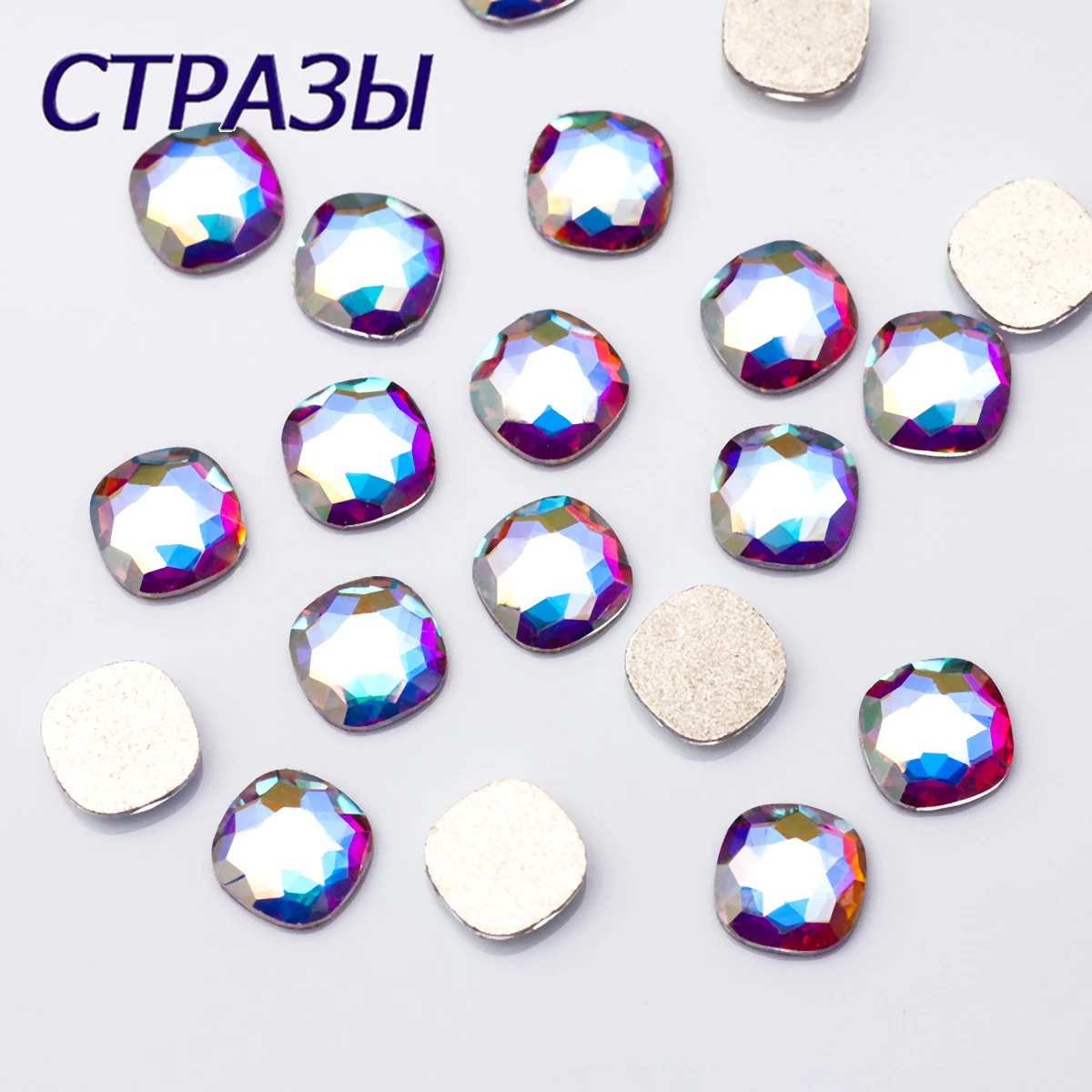 

20Pcs/Lot 3D Nail Art Rhinestones Shining AB Clear Color Glass Stone Crystal Square Nail Decoration Tool Nail Accessory