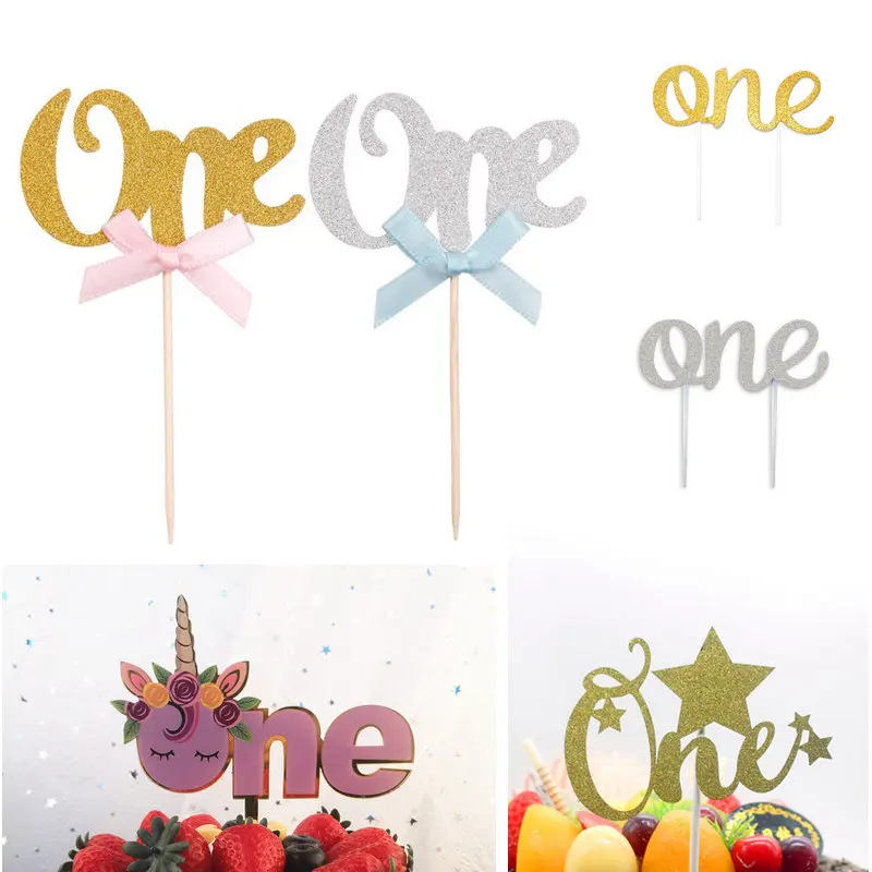 1 шт. один с бабочкой Снежинка звезда Торт Топпер первый день рождения Блестящий