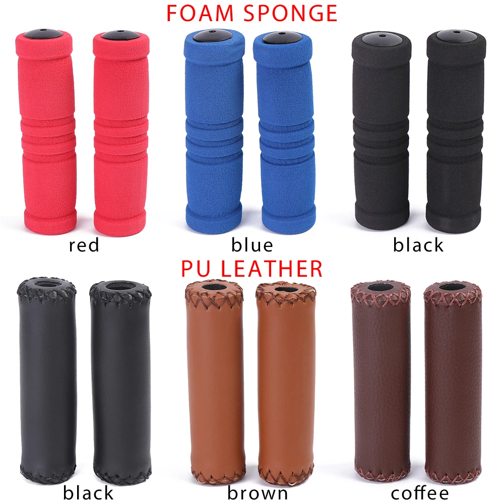 1Pair Bicycle Handle Soft Silicone/Sponge/PU Leather Antiskid Removeable Handlebar MTB Ultra-light Bar Grip Outdoor Bike Parts - купить по