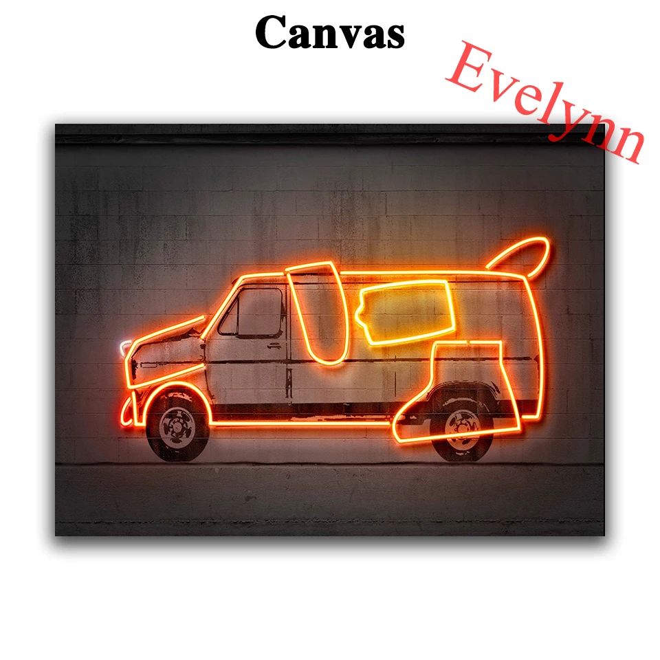 Автомобильный постер с изображением дамбера неоновый абстрактной настенной