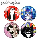 Милые кошки любимого питомца, с милым рисунком кота, Семья 10 шт. 12 мм18 мм20 мм25 мм кабошоны круглые фото стекло кабошон демо с плоской задней частью, украшения своими руками