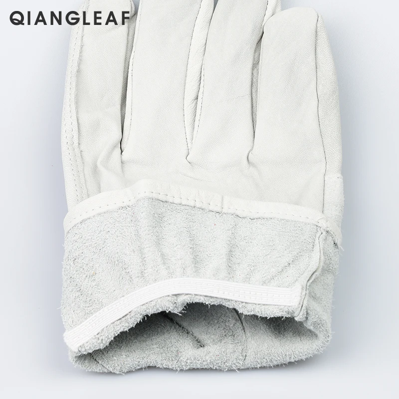 QIANGLEAF брендовые новые белые рабочие перчатки из воловьей кожи сварочные мужские