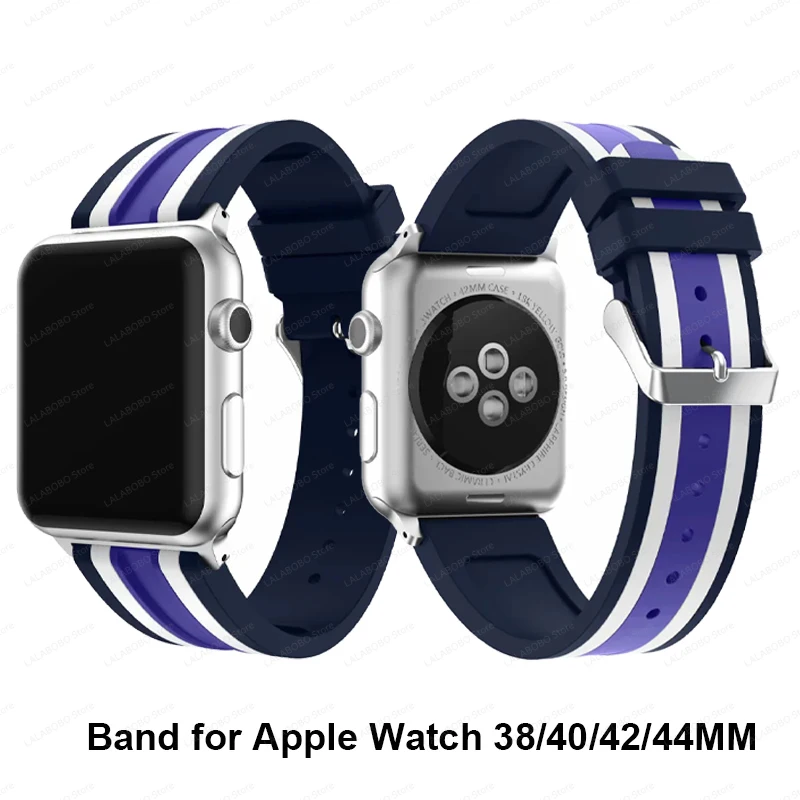Спортивный ремешок для часов Bicolor силиконовый Apple Watch Series 5 4 3 2 iWatch 38/40/42/44 мм