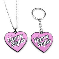 hs letter harry styles necklace for women pink choker chains neck jewelry fans gift fine line heart pendant necklaces keyring