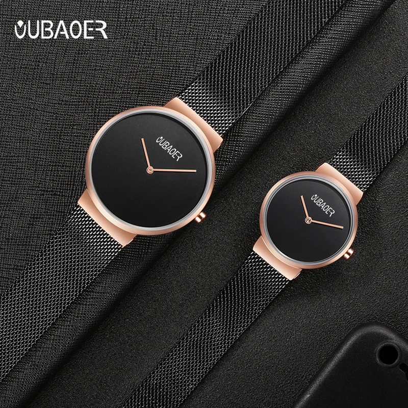 Часы Reloj pareja OUBAOER для пар Роскошные Кварцевые часы из нержавеющей стали мужчин и