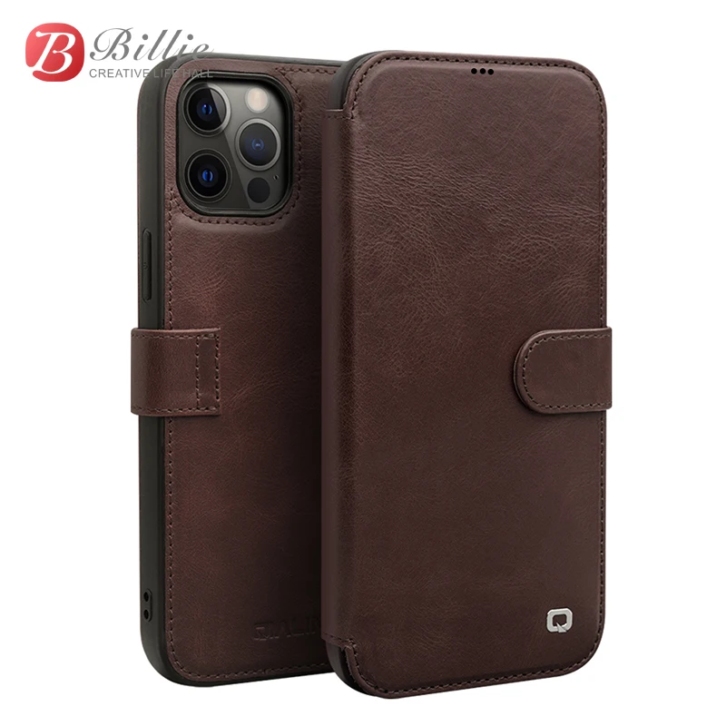 

Fashion Genuine Leather Flip Cover For iPhone 12mini /12 Luxury Phone Case Magnetic Buckle Card Slot for iPhone12Pro/12 ProMax