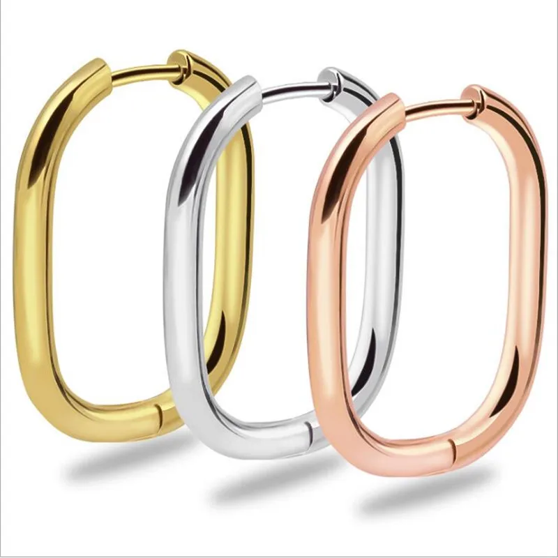 

New Arrived Brief 316L Stainless Steel Hoop Earrings Vacuum Plating No Fade Anti-allergy