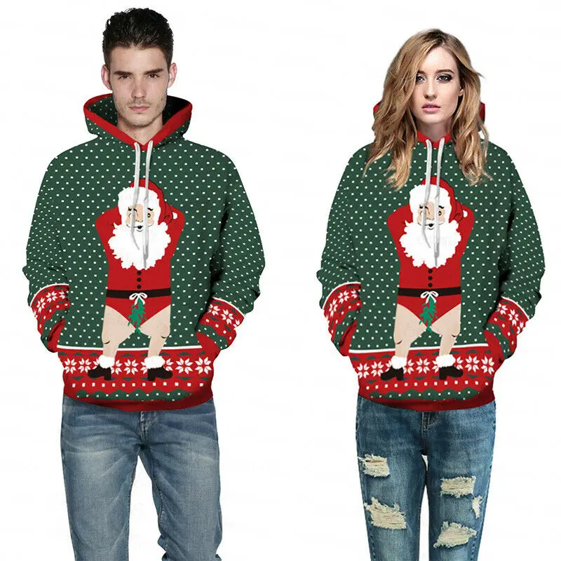 Новинка 2019 Рождественская Толстовка с капюшоном для мужчин и женщин свитшот