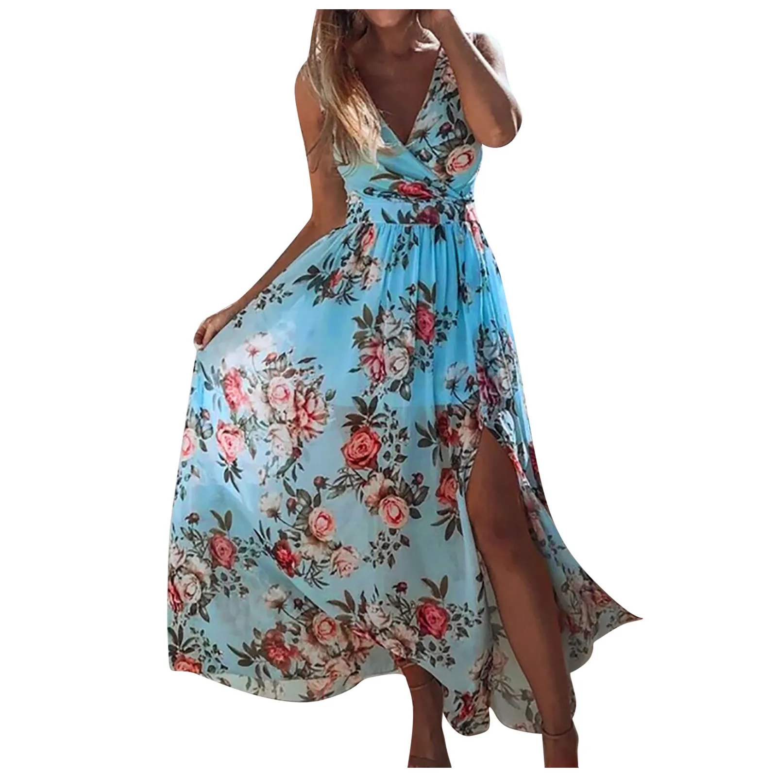 

2021 New Fashion Women's Dress Boho Summer Beach Dress Women Casual Bohemian Short Sleeve Loose High Waist Print Dress Vestiges