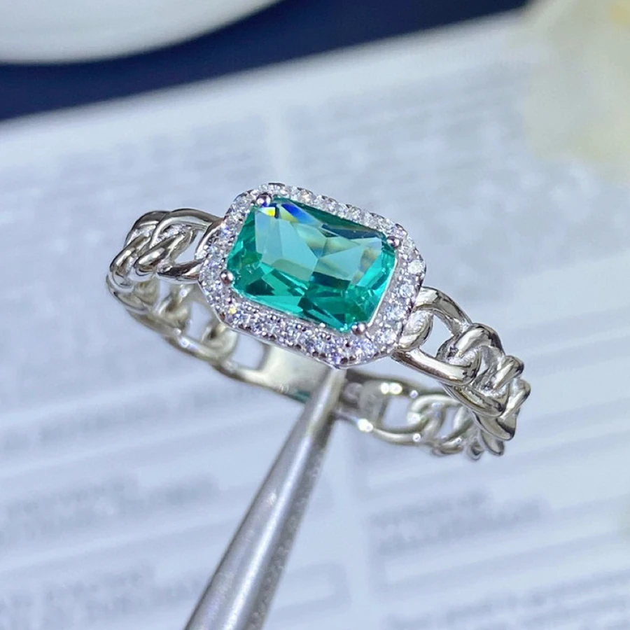 Luomansi 1.5CT турмалиновое кольцо из драгоценных камней квадратное синее с