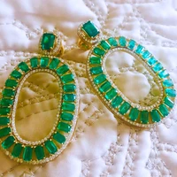 missvikki luxury trendy oval cz pendant earrings for women bridal wedding cubic zircon engagement party earrings for women gift