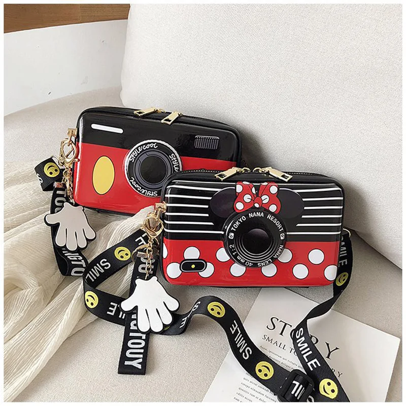 disney mickey mouse girl camera bag messenger mobile phone bags mini coin purse versatile pvc shoulder diagonal handbag backpack free global shipping