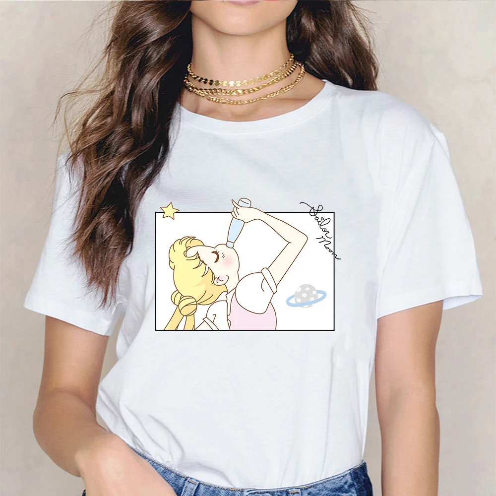 

Sailor Moon Usagi Kawaii Funny T Shirt Women Cute Anime Clothes New Harajuku Vogue Short Sleeve Cartoons Tshirt Tops Tees Female