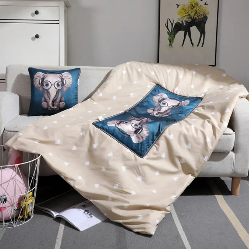Современное одеяло 2 в 1 с мультяшным принтом ПП хлопковые подушки складное