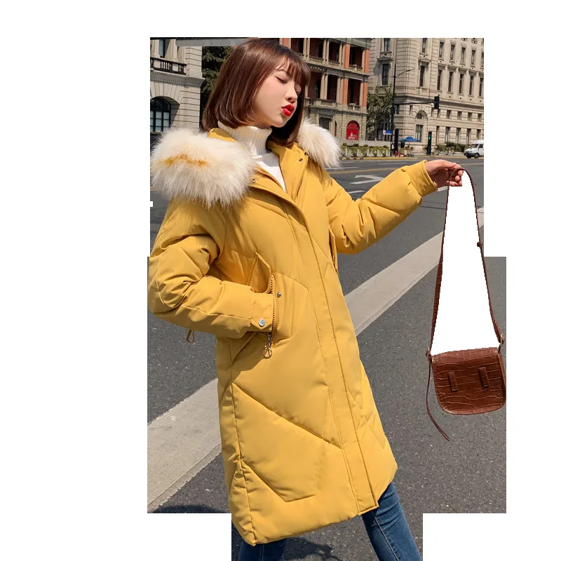 Меховое зимнее пальто утолщенные парки женское тонкое длинное хлопковое дамское