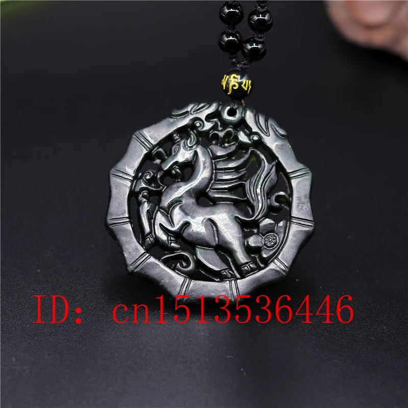 Китайская черная зеленая Нефритовая летящая лошадь нефритовая подвеска