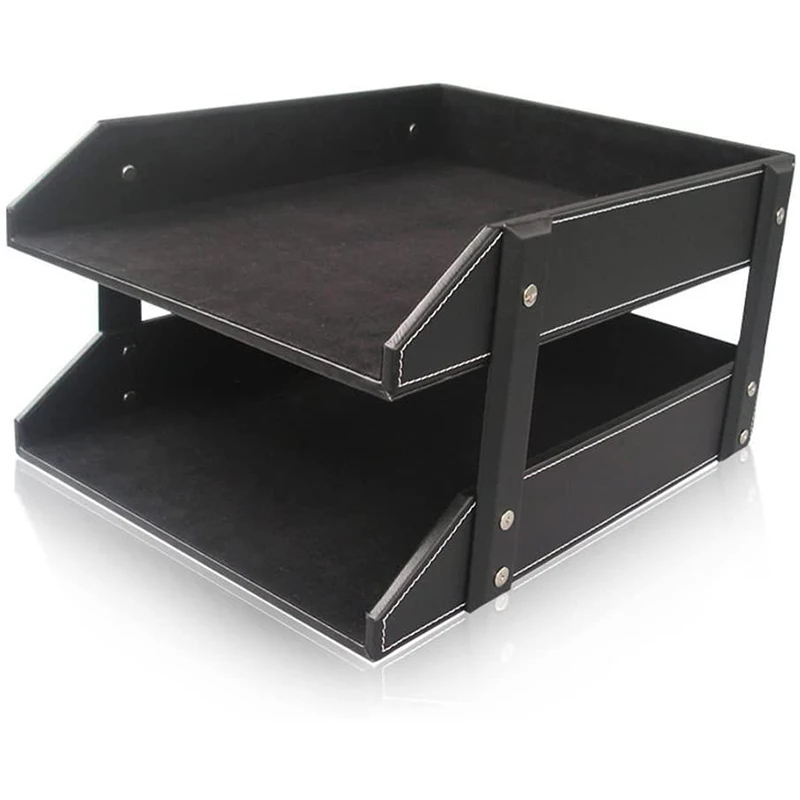 

Поднос для письма, поднос-органайзер для кожаной бумаги, деревянный Настольный держатель для файлов, Настольный Файл, отлично подходит для ...