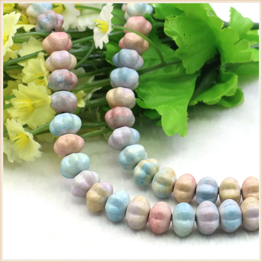 

Бусины россыпью в виде тыквы, радуги, 7 х10 мм