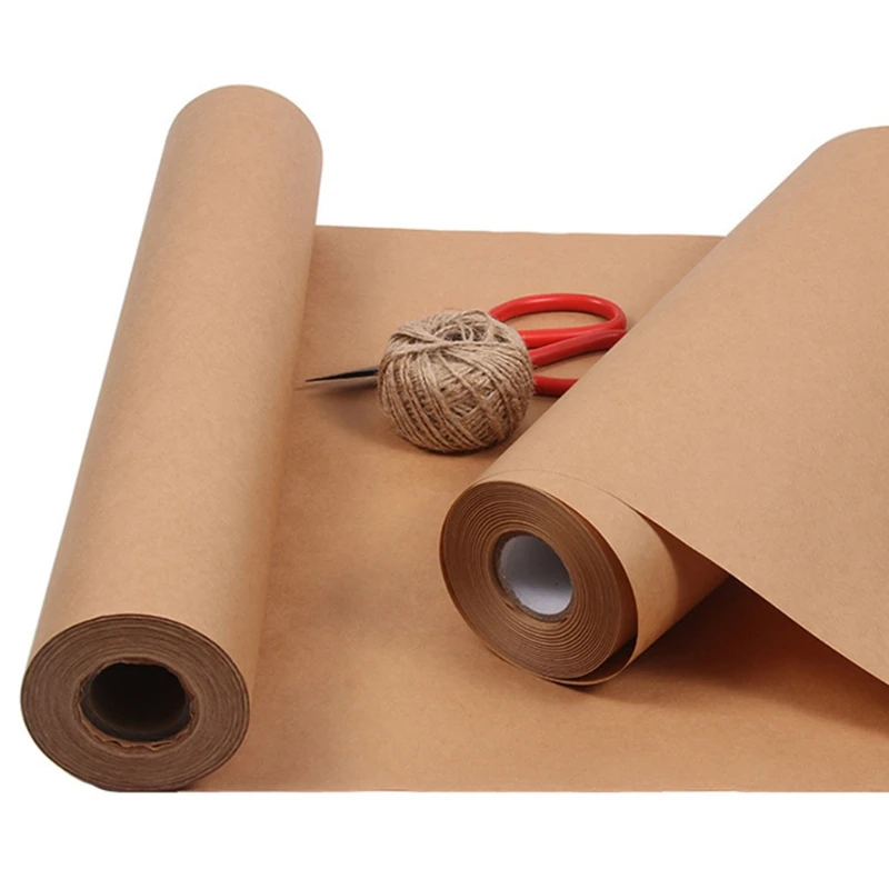 30 м коричневый рулон оберточной бумаги из крафт-бумаги для подарочной упаковки