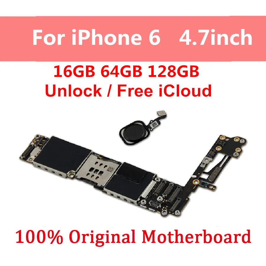16gb 64gb 128gb Original Unlocked For iPhone 6 Motherboard Full Working Logic Board For iPhone 6 With / Without Touch ID IOS