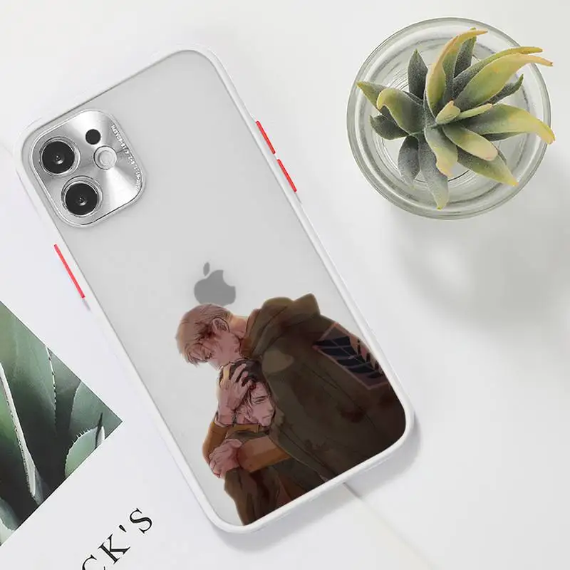 

Anime Attack on Titan Phone Case For iPhone 12 11 Mini Pro XR XS Max 7 8 Plus X Matte transparent White Cover