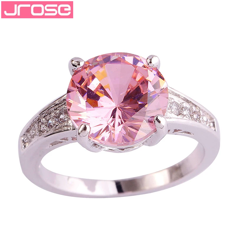 Женские круглые кольца JROSE розовые и белые с фианитами размер 6 7 8 9 10 11 12 13