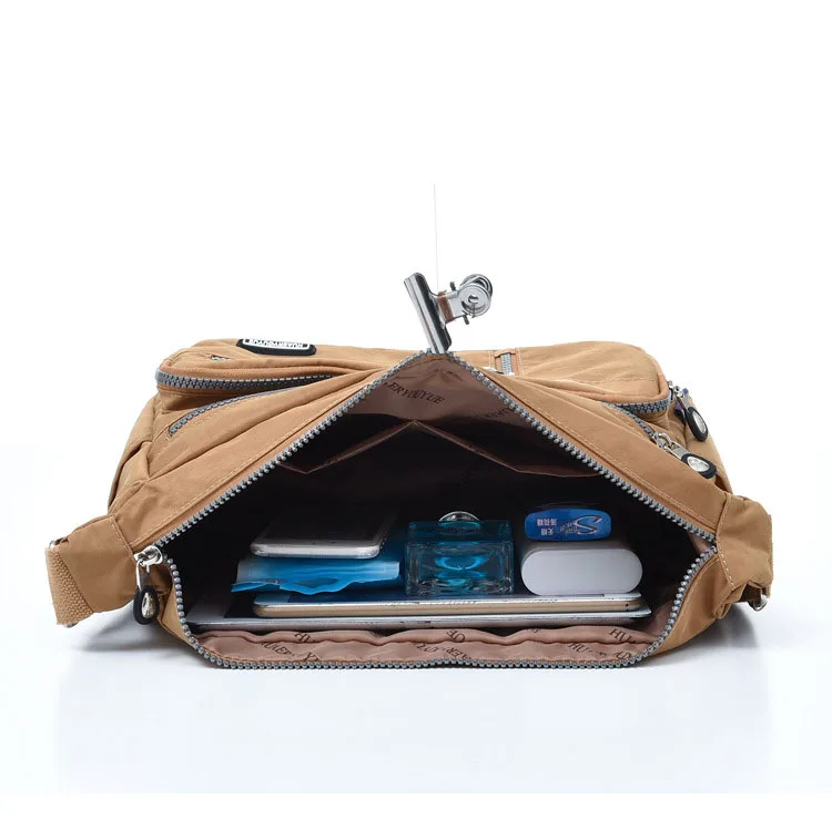 

New 9 Colors Solid Women's bag Multi Pockets Large Capacity crossbody bag Nylon Big Size Shoulder bag High quality sac femme