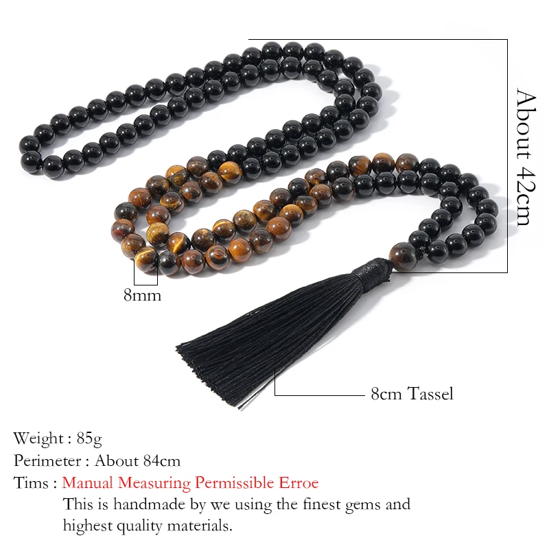 Ювелирные изделия для медитации и йоги 8 мм желтый тигровый глаз черный оникс