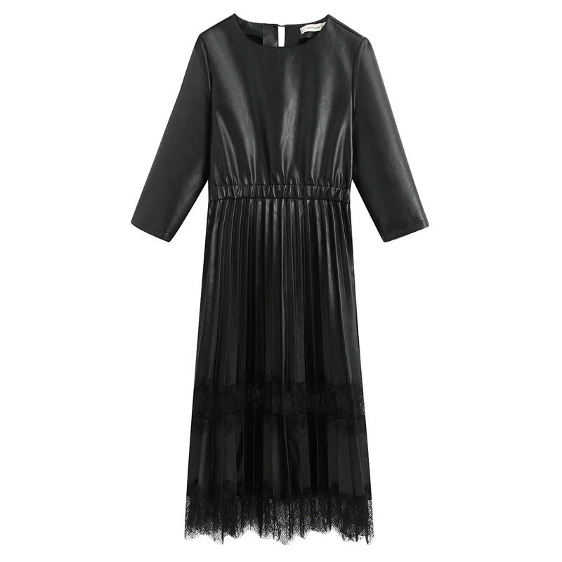 Облегающее кружевное платье женское сексуальное черное мини кожаное уличная