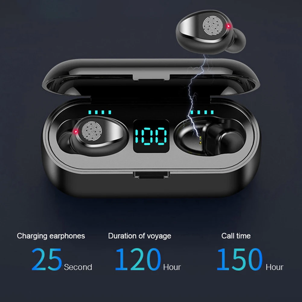 Мини Bluetooth 5 0 Беспроводной наушники Мощность Дисплей сенсорный Управление