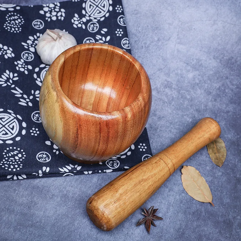 

Acacia masher solid wood mashed garlic jar garlic masher garlic jar mortar old-fashioned wood manual mashed medicine grinder