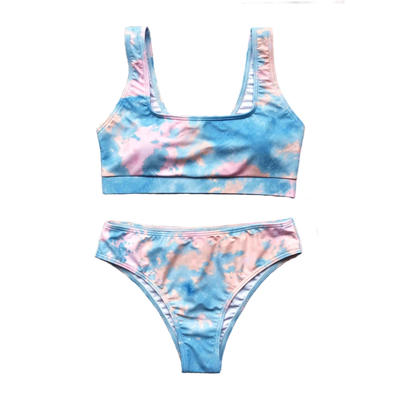 

Irisapparels 2020 New Tie-Dye Printed Bikini Sexy Swimwear High Waist Women Swimsuit Two Piece Set