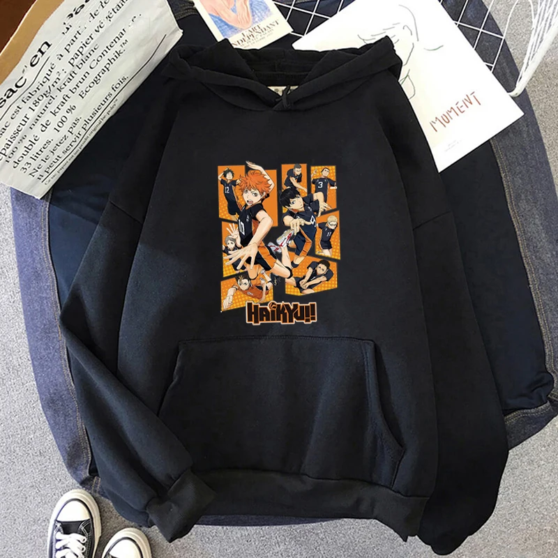 

Толстовка Haikyuu с забавным аниме, свитшот для мужчин и женщин, уличная одежда в стиле хип-хоп, худи с высоким графическим принтом карасуно-мух...