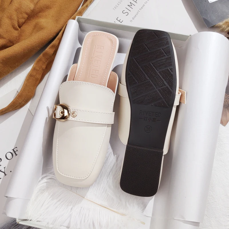 

Ladies spring and summer new baotou semi-slipper sandals casual fashion outdoor wear women's size mueller shoes