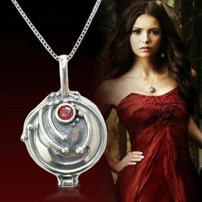 

The Vampire Diaries Elena Vervain 925 Sterling Silver Locket Necklace Pendant Cosplay Jewelry Women Sweater Necklace Xmas Gift