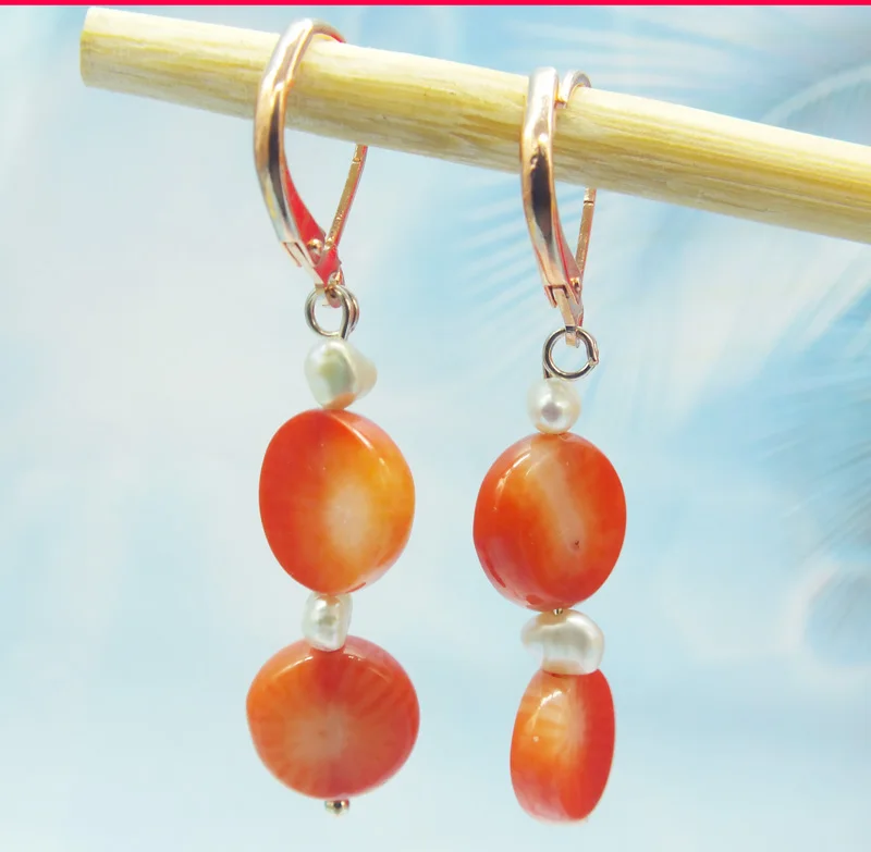 Изысканный. Натуральный Коралл. Жемчужные Ушные Кольца | Украшения и аксессуары