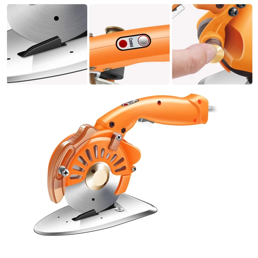 

Fabric Cut Machine 100mm Rotating 27mm Cutting Height Electric Orange Knife Sharpening Cutter Cotton Cloth Electrical Scissors