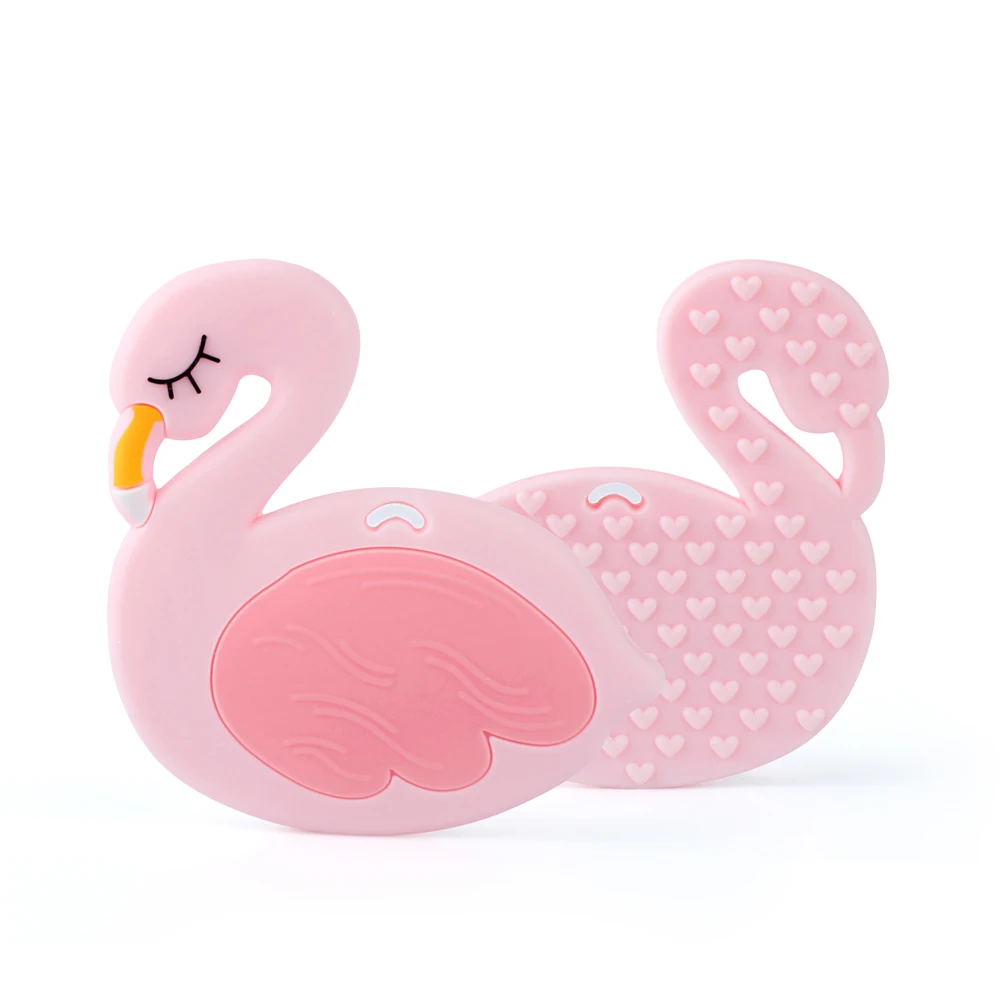 Keep&Grow 1pc Silicone Flamingo Baby Teethers BPA Free Teething Toy Infant Teether Beads DIY Teething Necklace Accessories